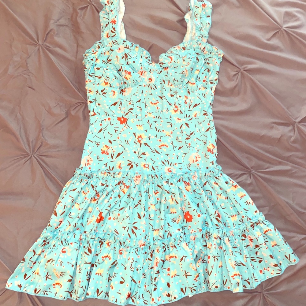 CBR brand, blue with brown and tan floral print